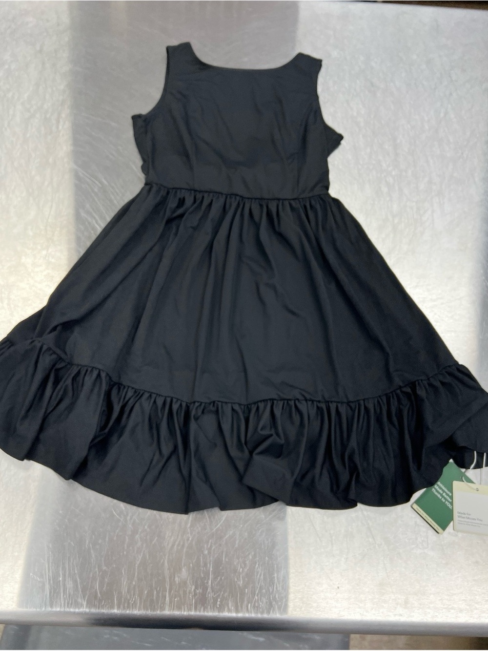 HALARA Black Ruffle Tiered Tank Dress Back Bow Women’s Medium